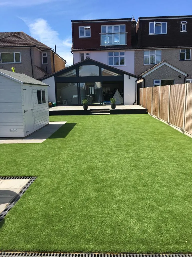 Finished rear extension and garden at Burnham