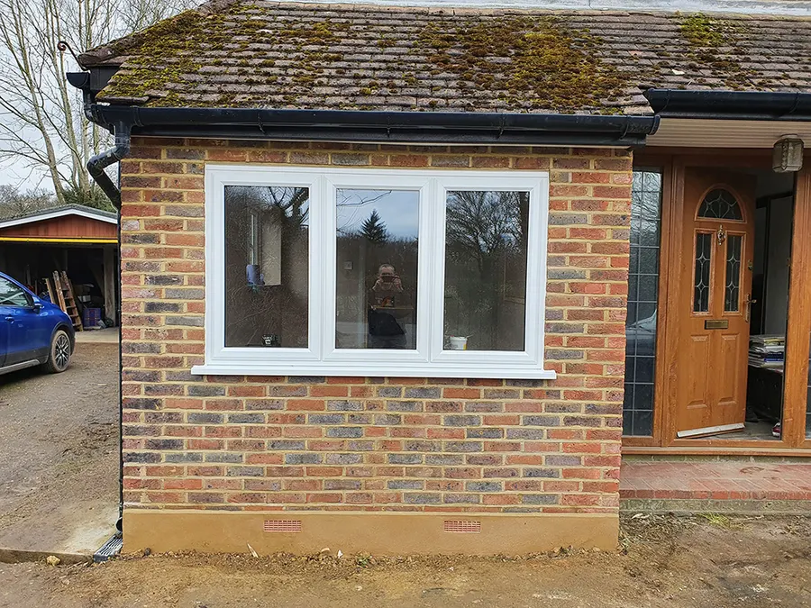 A garage conversion with new brickwork