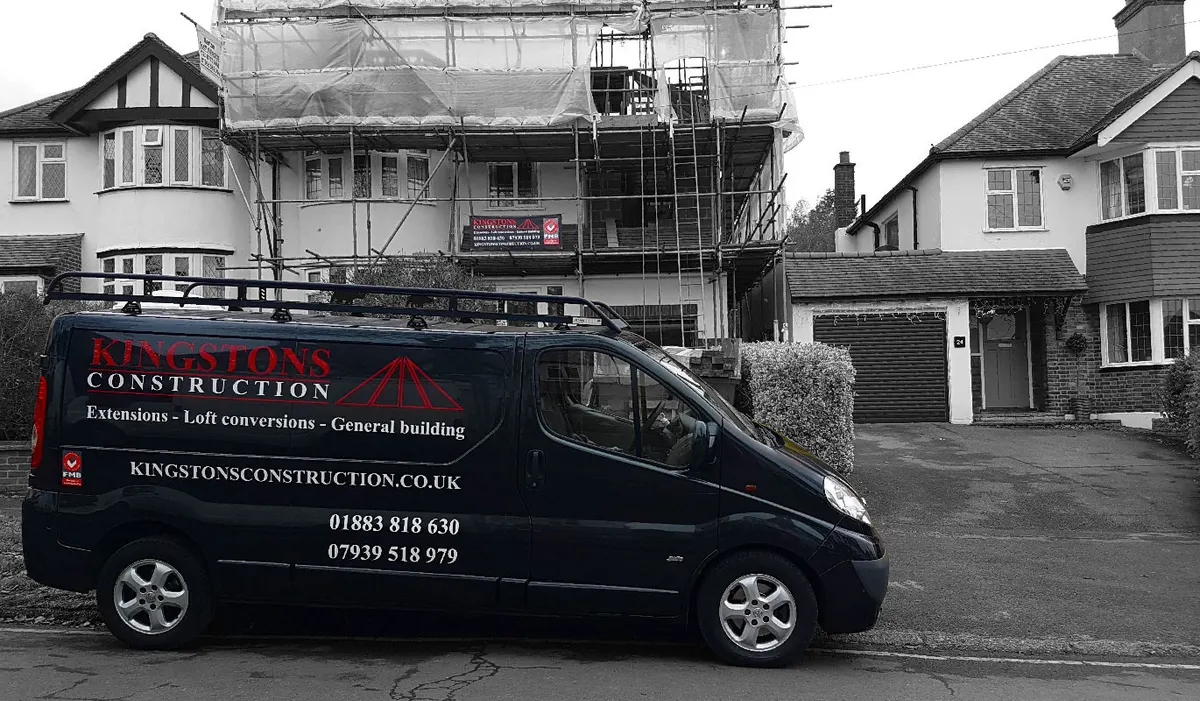 The Kingstons Construction van outside a project in progress