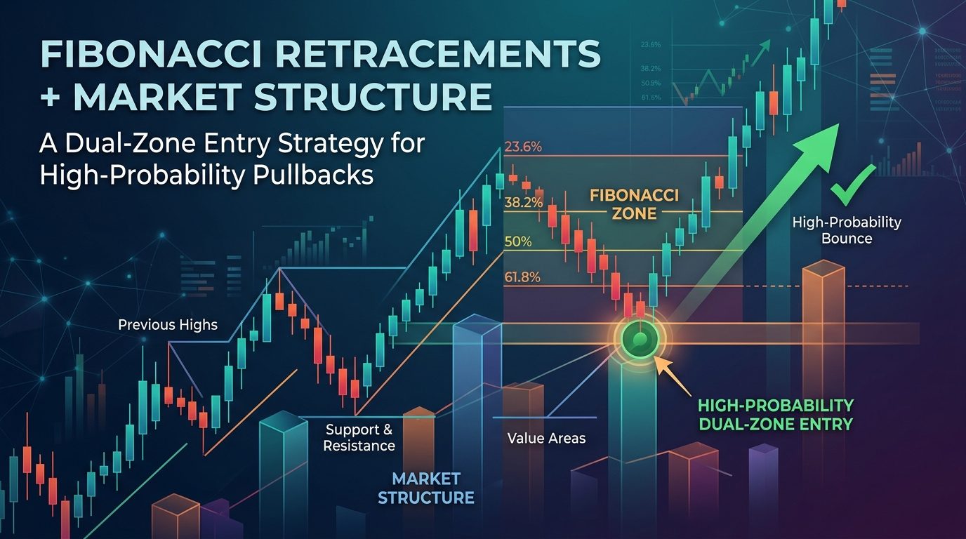 Fibonacci Retracements + Market Structure: A Dual-Zone Entry Strategy for High-Probability Pullbacks